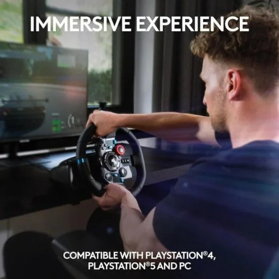 Logitech G923 Driving Force Racing Wheel For Ps5/Ps4 & Pc - Black